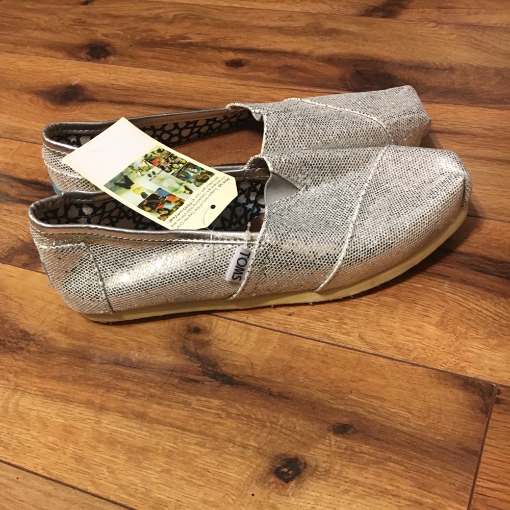 Silver glitter Toms shoes